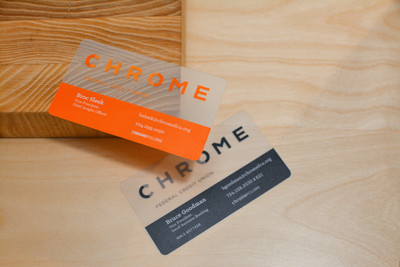 Two plastic business card designs for a bank that features semi-transparent plastic material