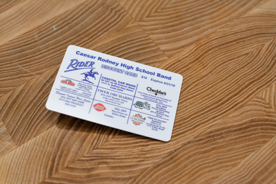 A school fundraiser card with showing a grid of participating business logos