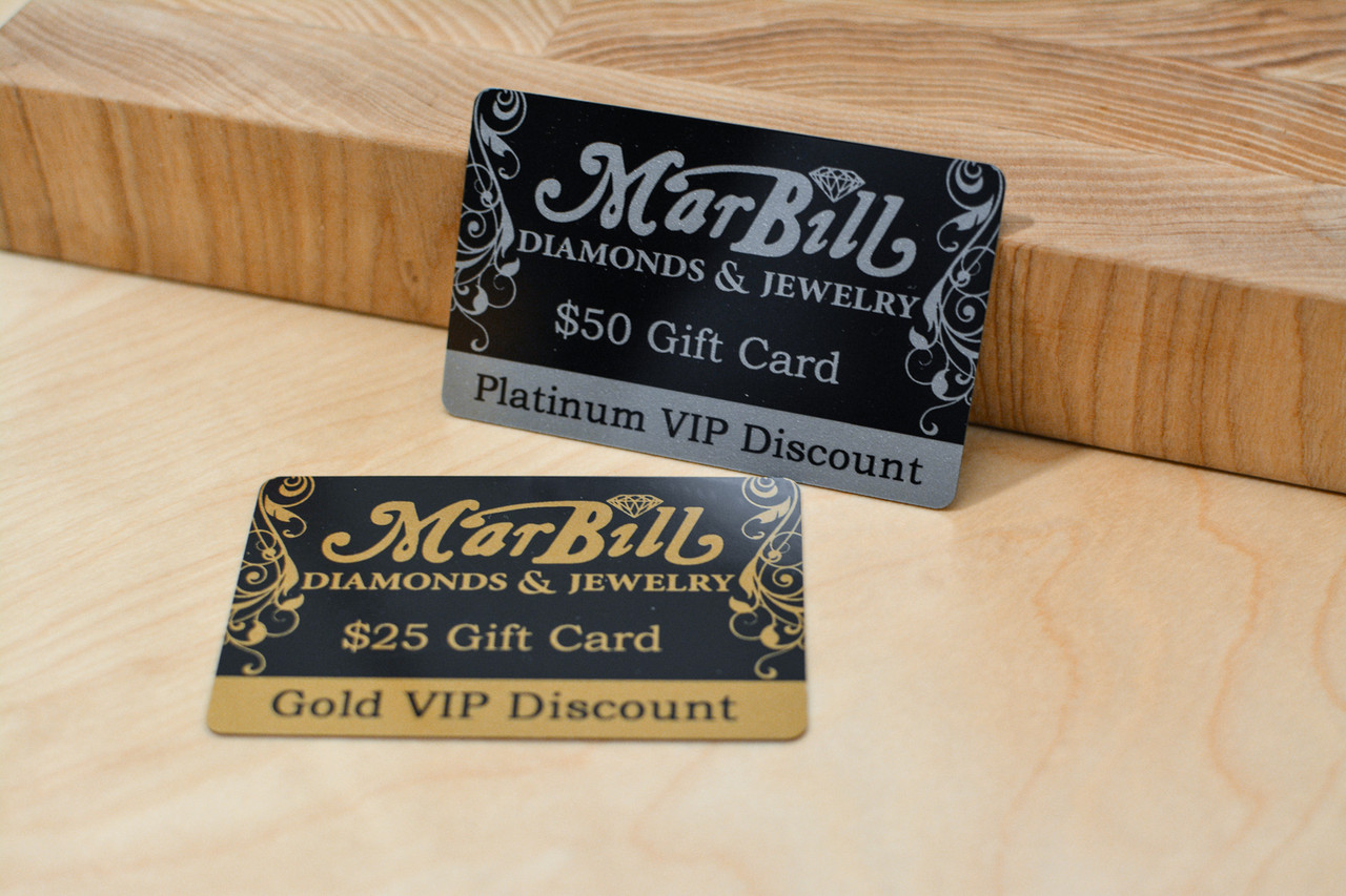 Gold card designs used by a lodge-themed restaurant