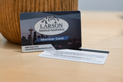 A card design featuring a photograph of the Seattle skyline