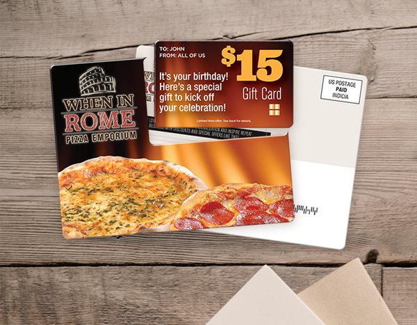 Gift Card Mailers and Plastic Postcards